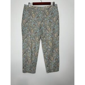 Talbots Chatham Cropped Pants Size 12P Blue Paisley Cotton Blend Floral